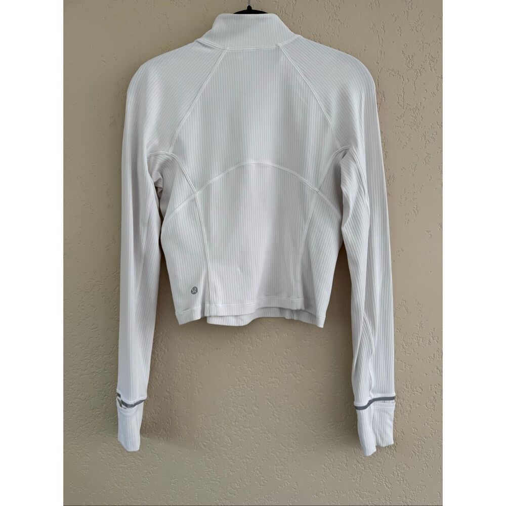 Lululemon Its Rulu Run Ribbed Cropped Half Zip in White - Picture 4 of 7